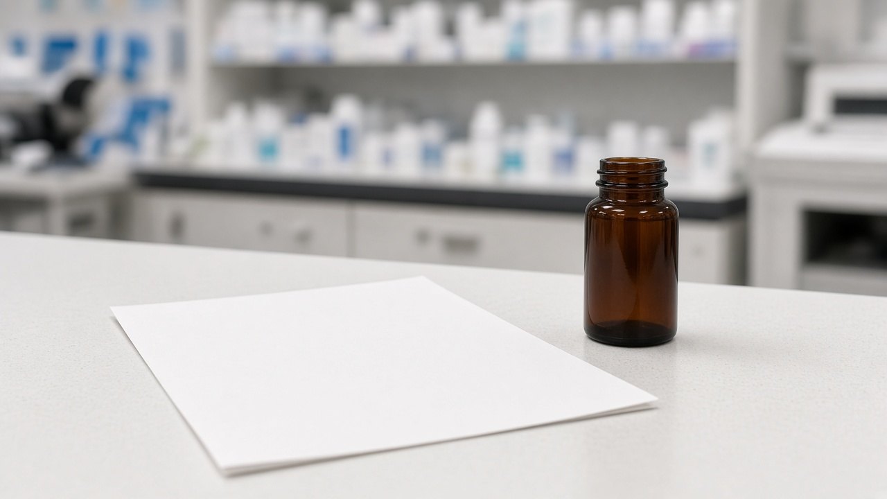 Pharmacy counter with a facedown prescription pad