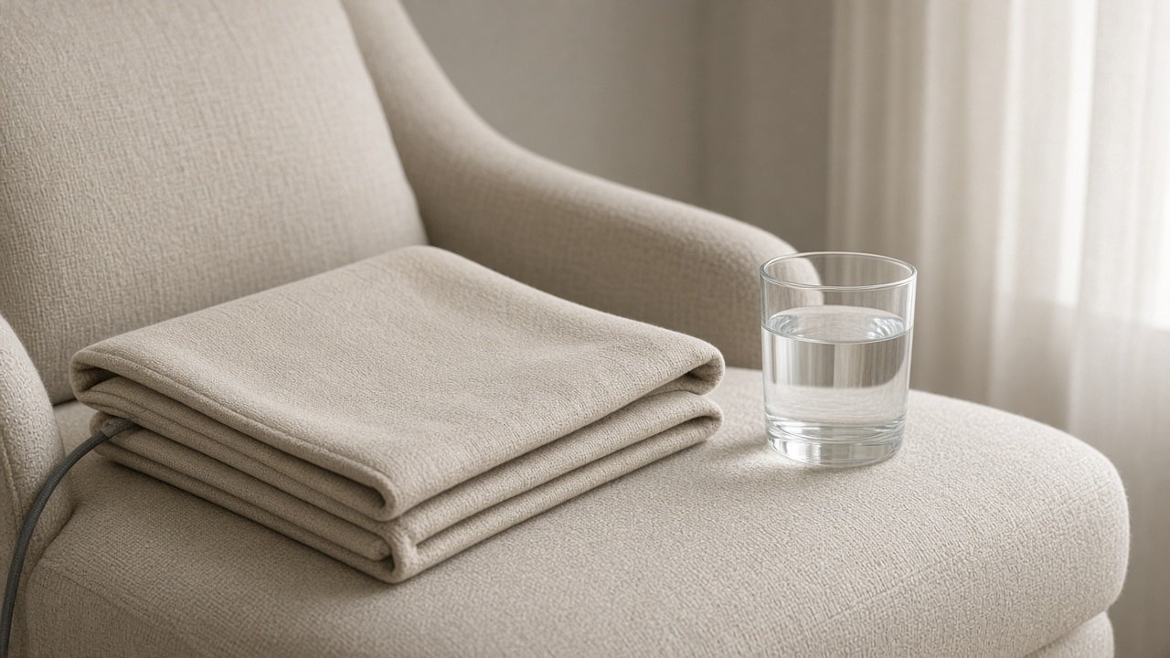 Heating pad on a linen chair after transfer
