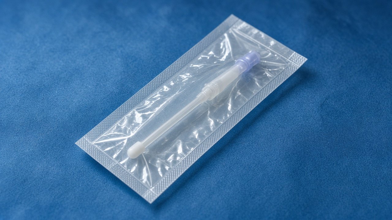 Endometrial biopsy pipette on a sterile drape