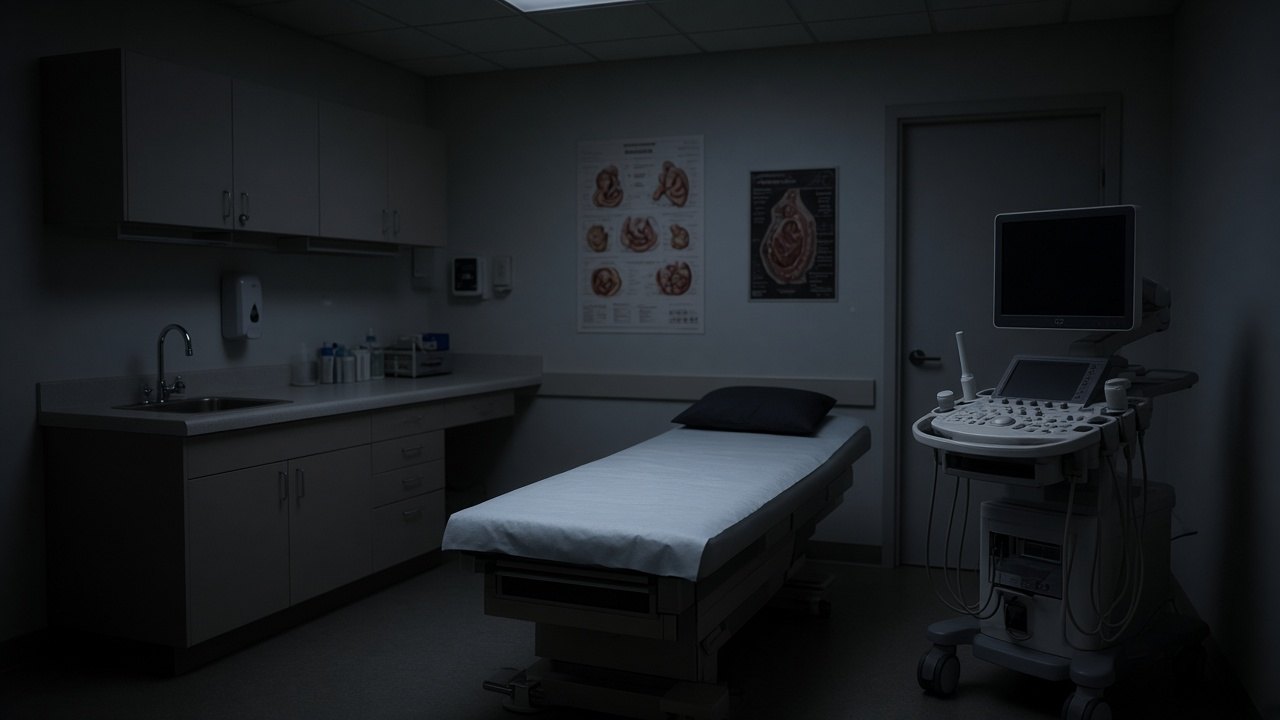 Empty ultrasound room after hours