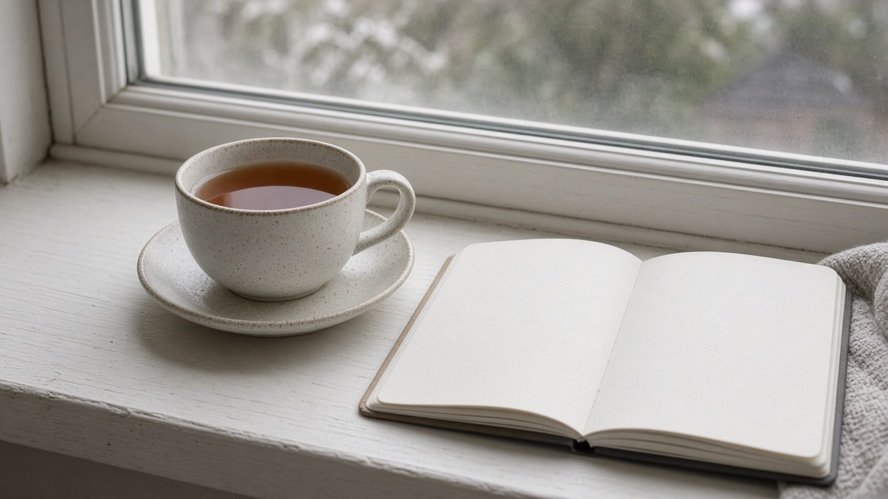 Tea cup on a windowsill